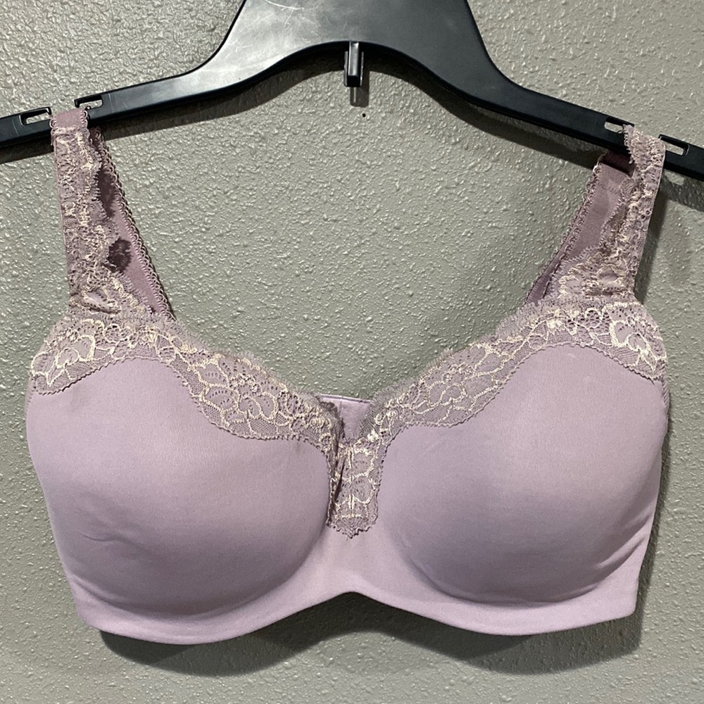 Le Mystere Lace Trim Underwire Smoothing Bra Lilac Lavender Size 34D